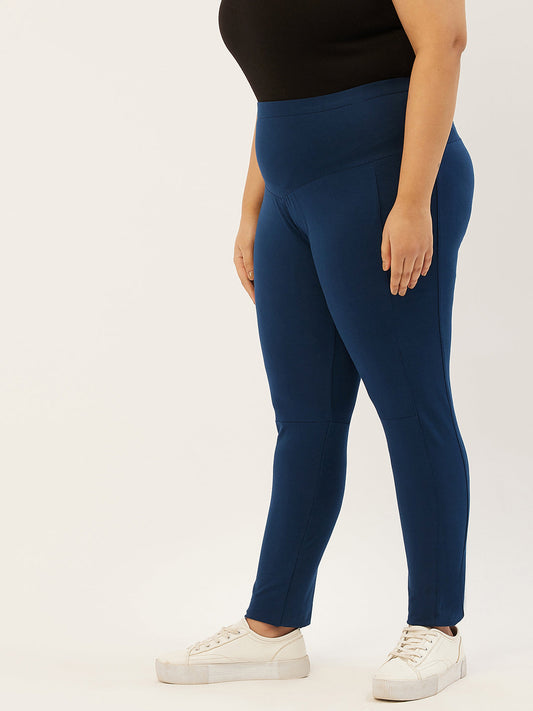 Women Relaxed High-Rise Easy Wash Plus Size Trousers
