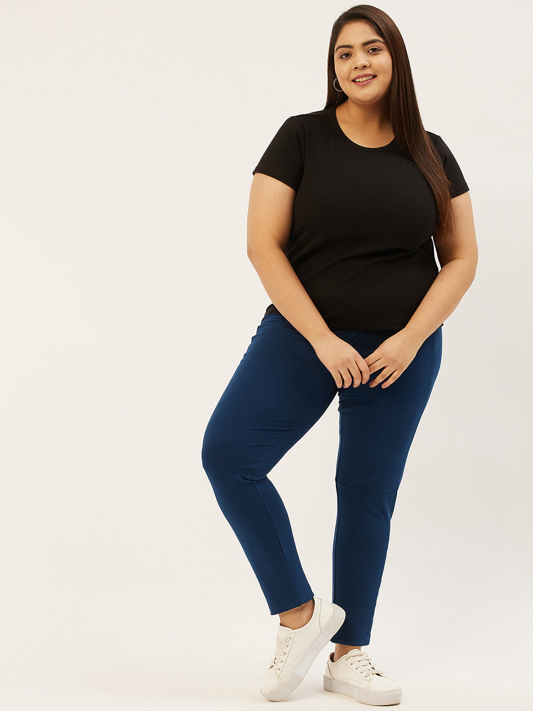 Women Relaxed High-Rise Easy Wash Plus Size Trousers