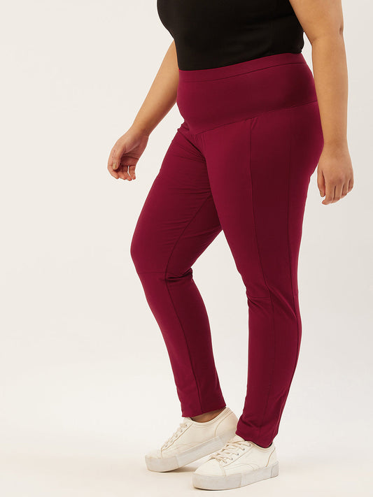 Women Relaxed High-Rise Easy Wash Plus Size Trousers