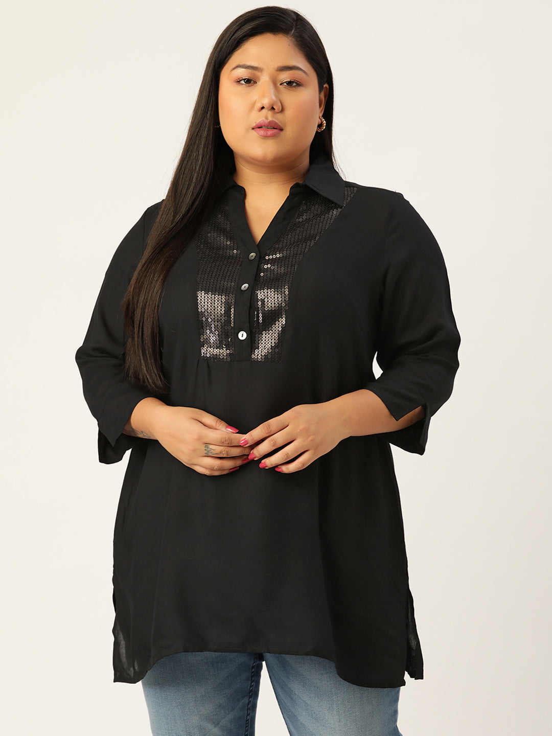 Plus Size Sequined Top