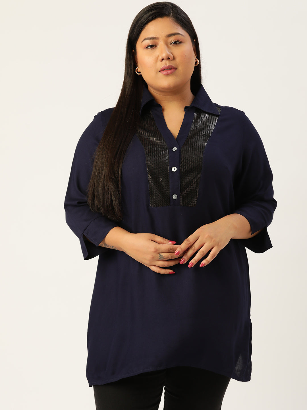 Plus Size Sequined Top