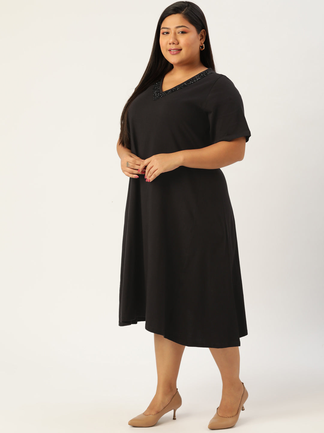 Plus Size Cotton Knitted Dress