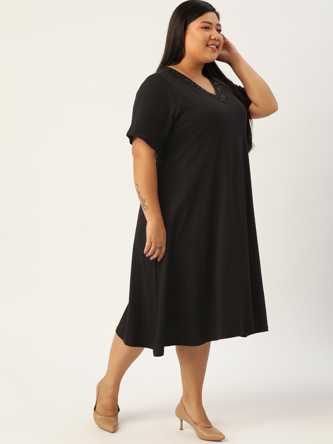 Plus Size Cotton Knitted Dress