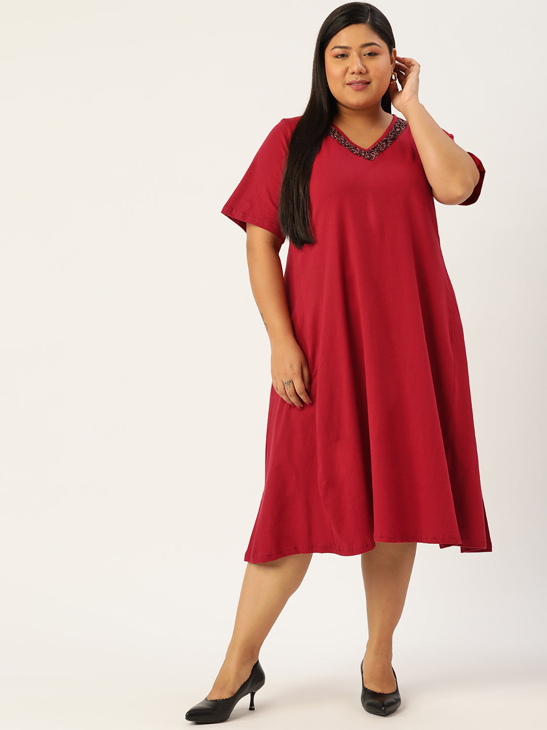 Plus Size Cotton Knitted Dress