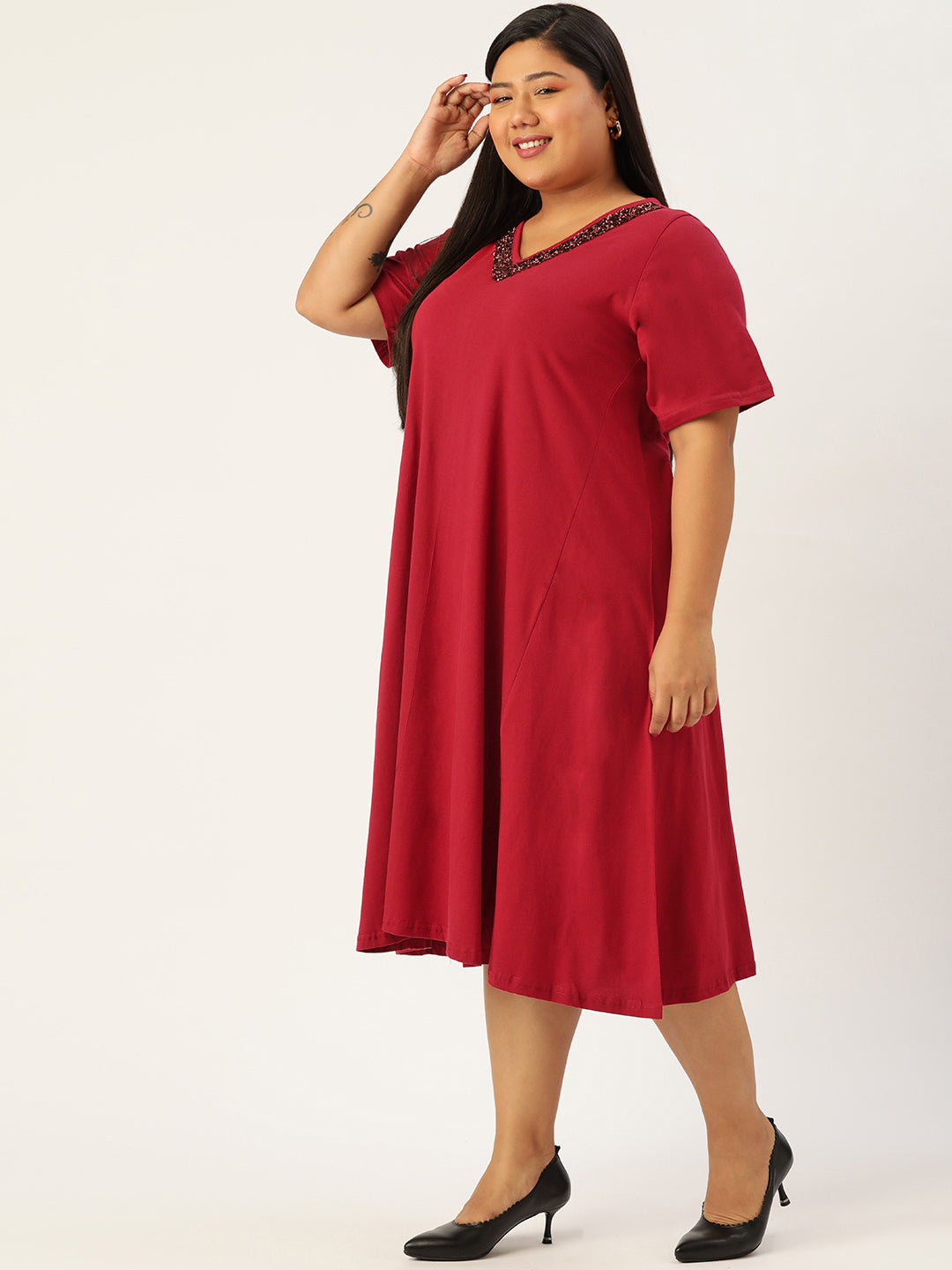 Plus Size Cotton Knitted Dress