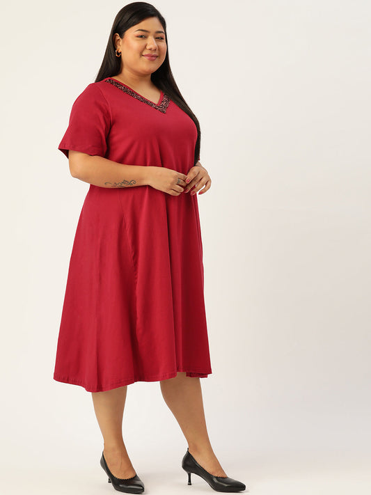 Plus Size Cotton Knitted Dress