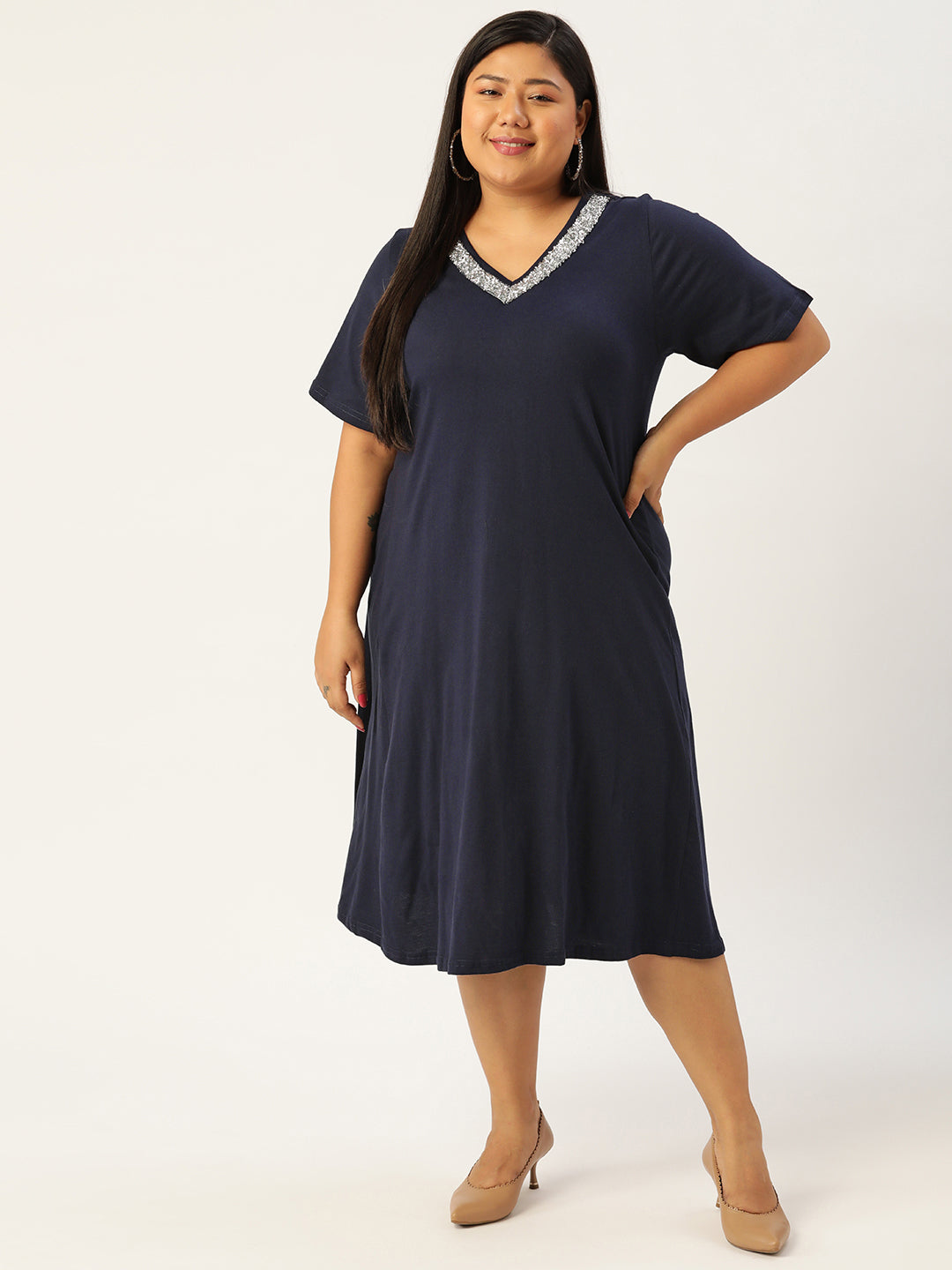 Plus Size Cotton Knitted Dress