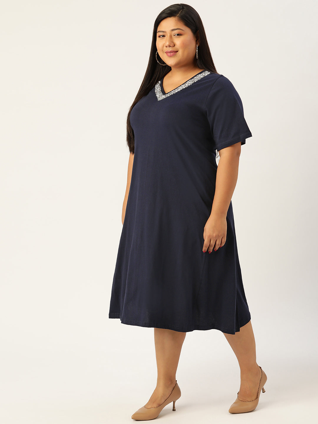 Plus Size Cotton Knitted Dress