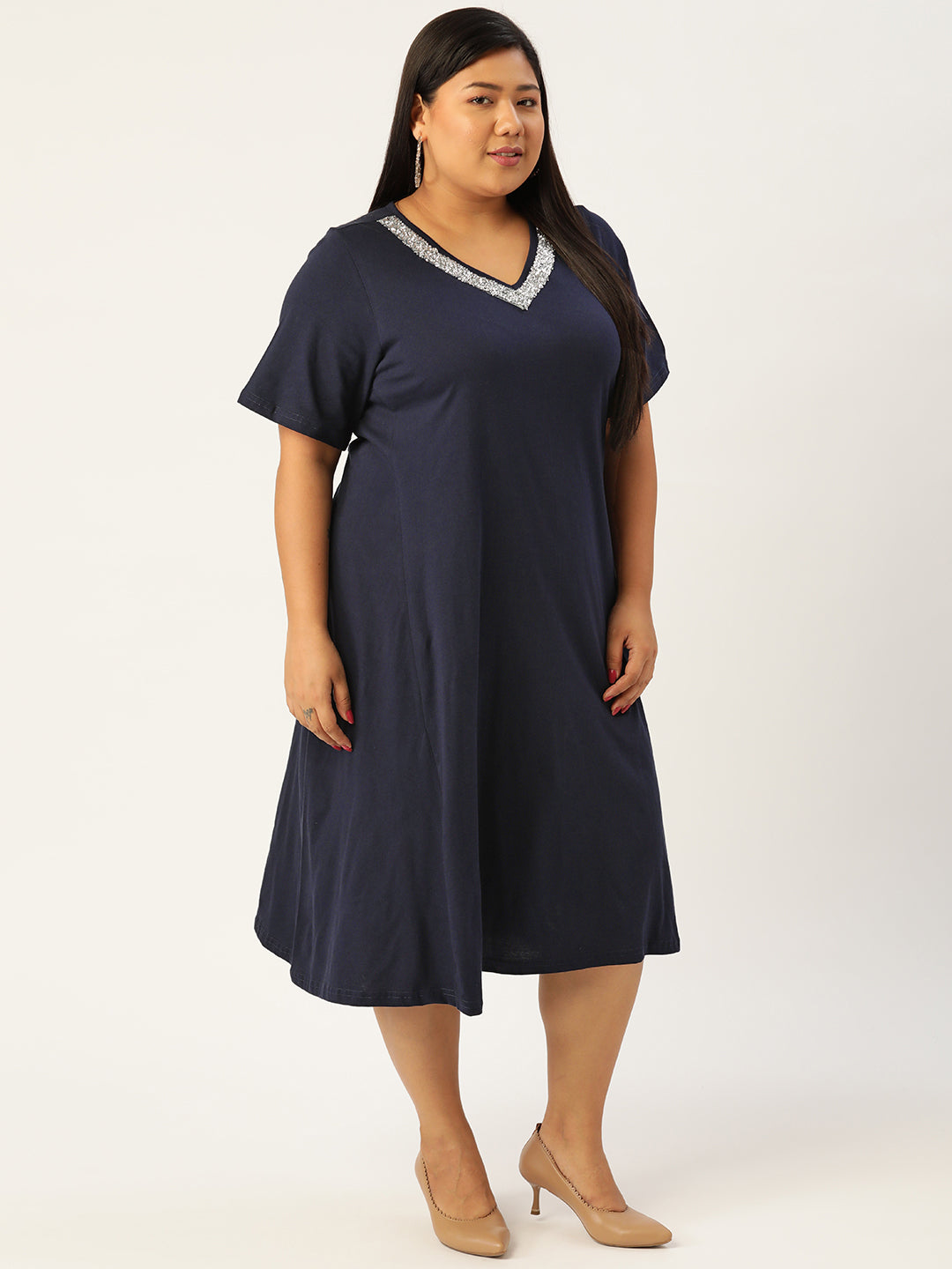Plus Size Cotton Knitted Dress