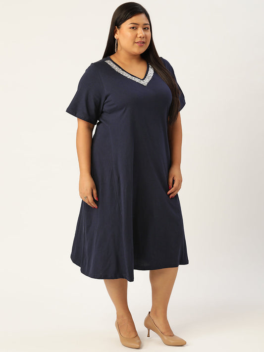 Plus Size Cotton Knitted Dress