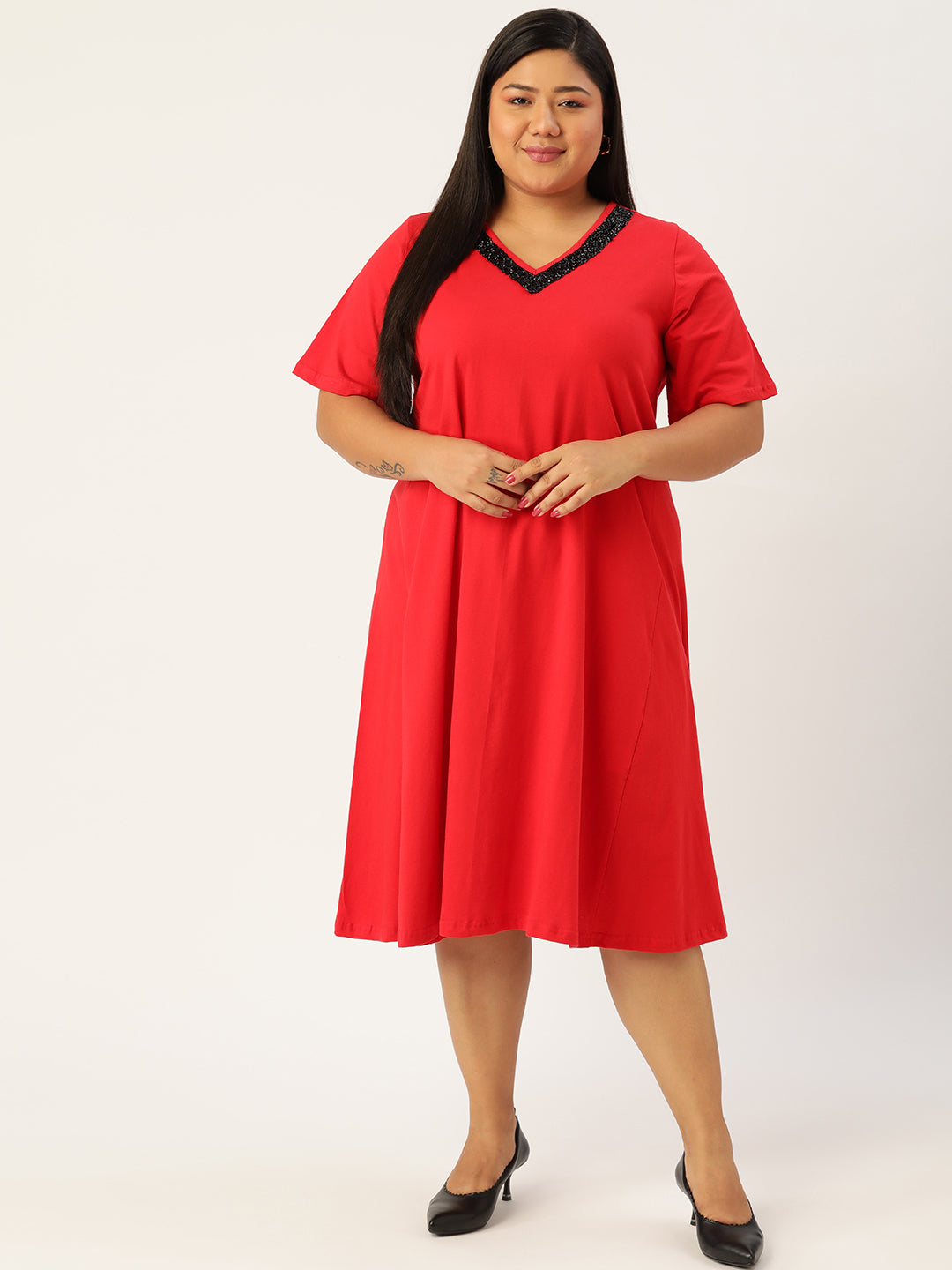 Plus Size Cotton Knitted Dress