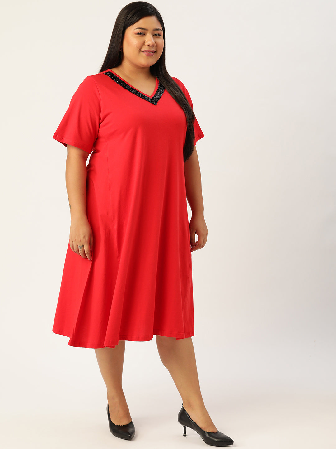 Plus Size Cotton Knitted Dress