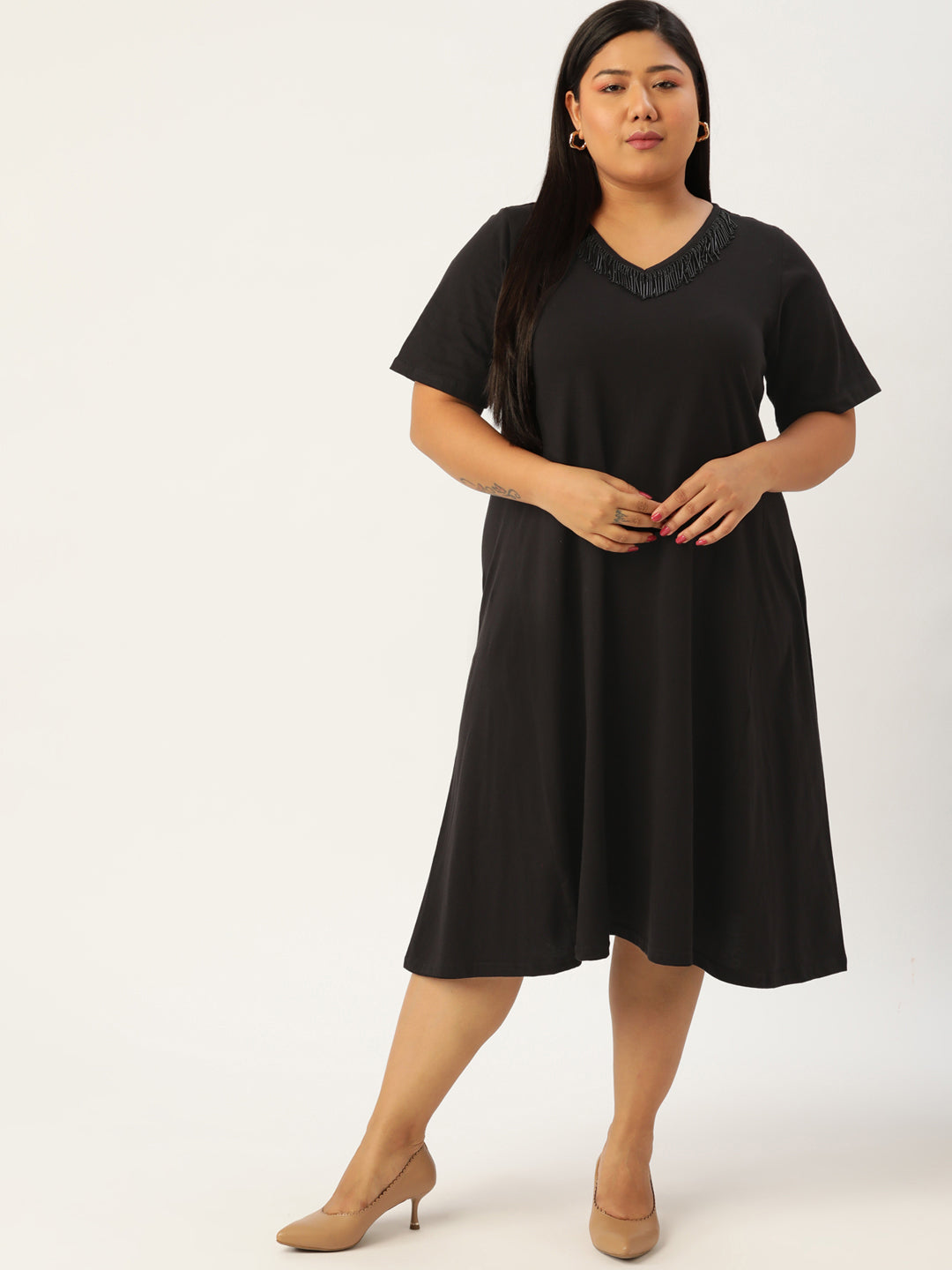 Plus Size Cotton Knitted Dress
