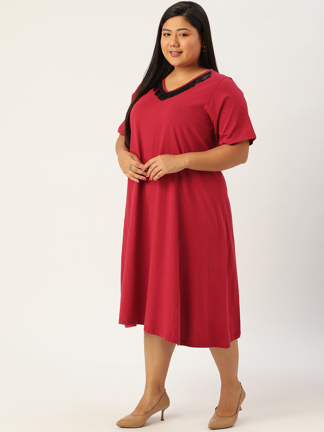 Plus Size Cotton Knitted Dress