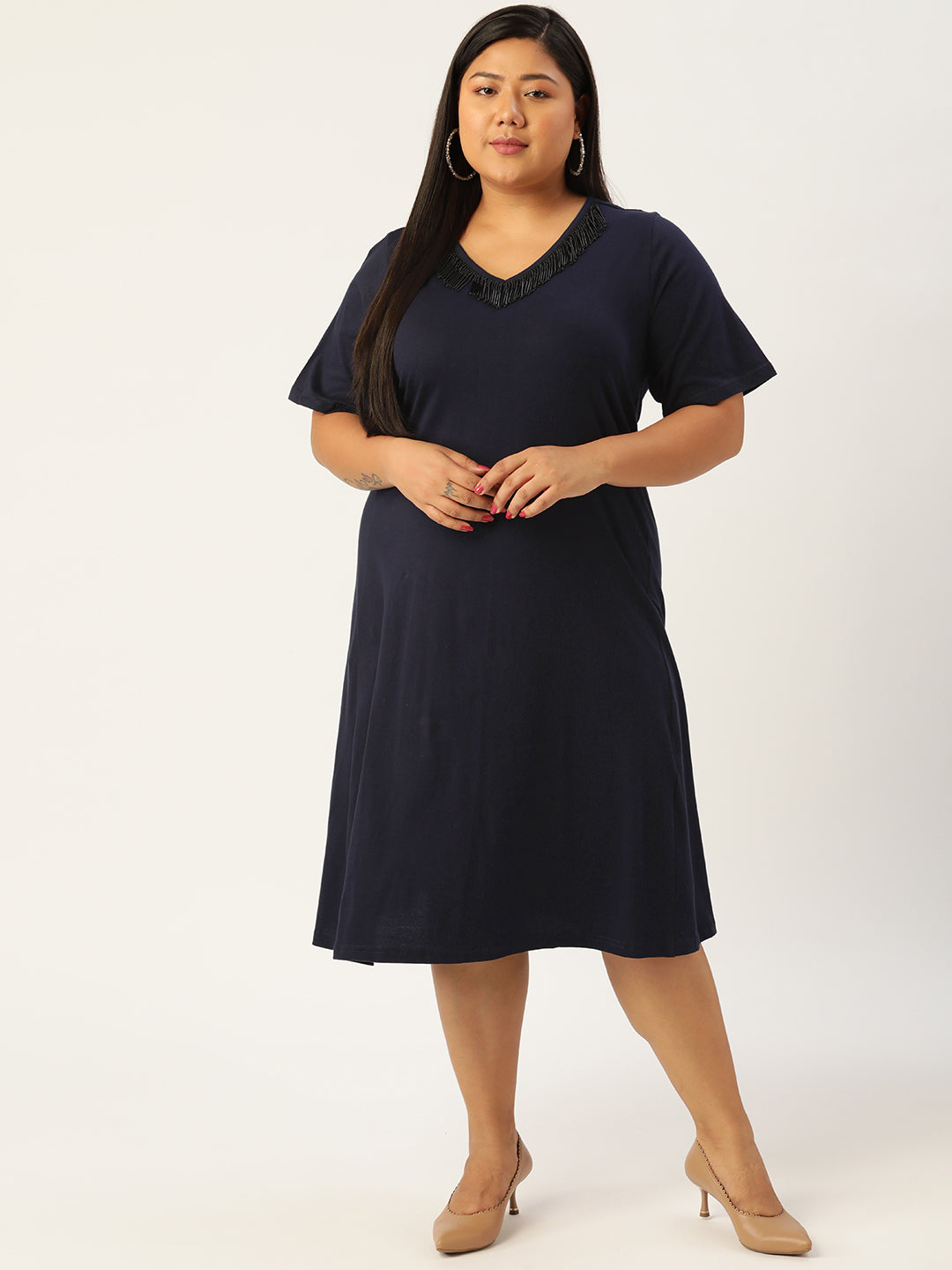Plus Size Cotton Knitted Dress