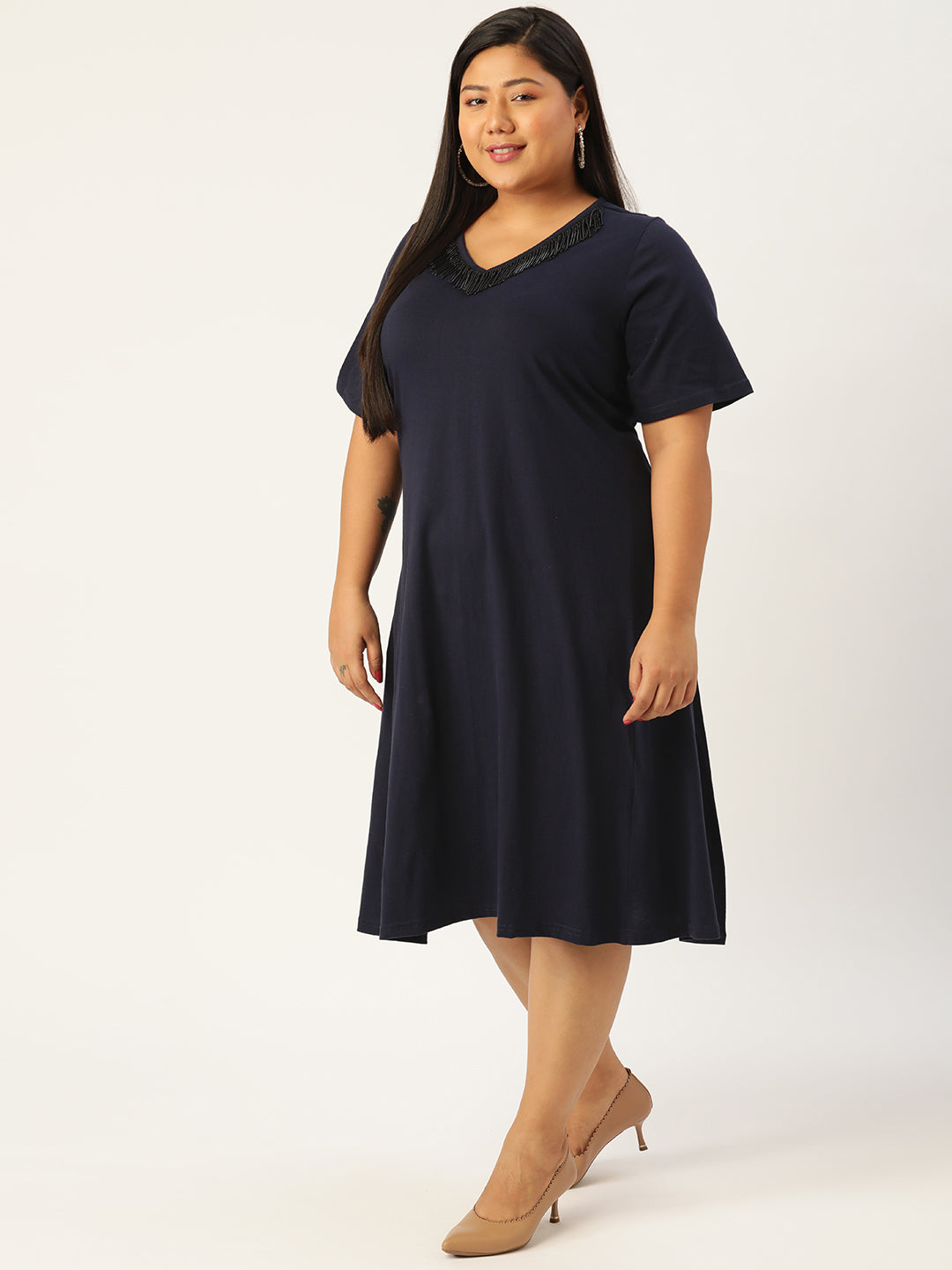 Plus Size Cotton Knitted Dress