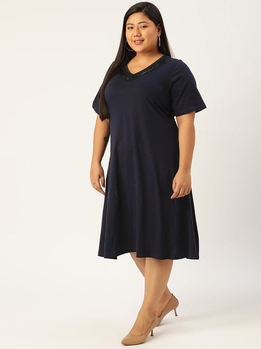 Plus Size Cotton Knitted Dress
