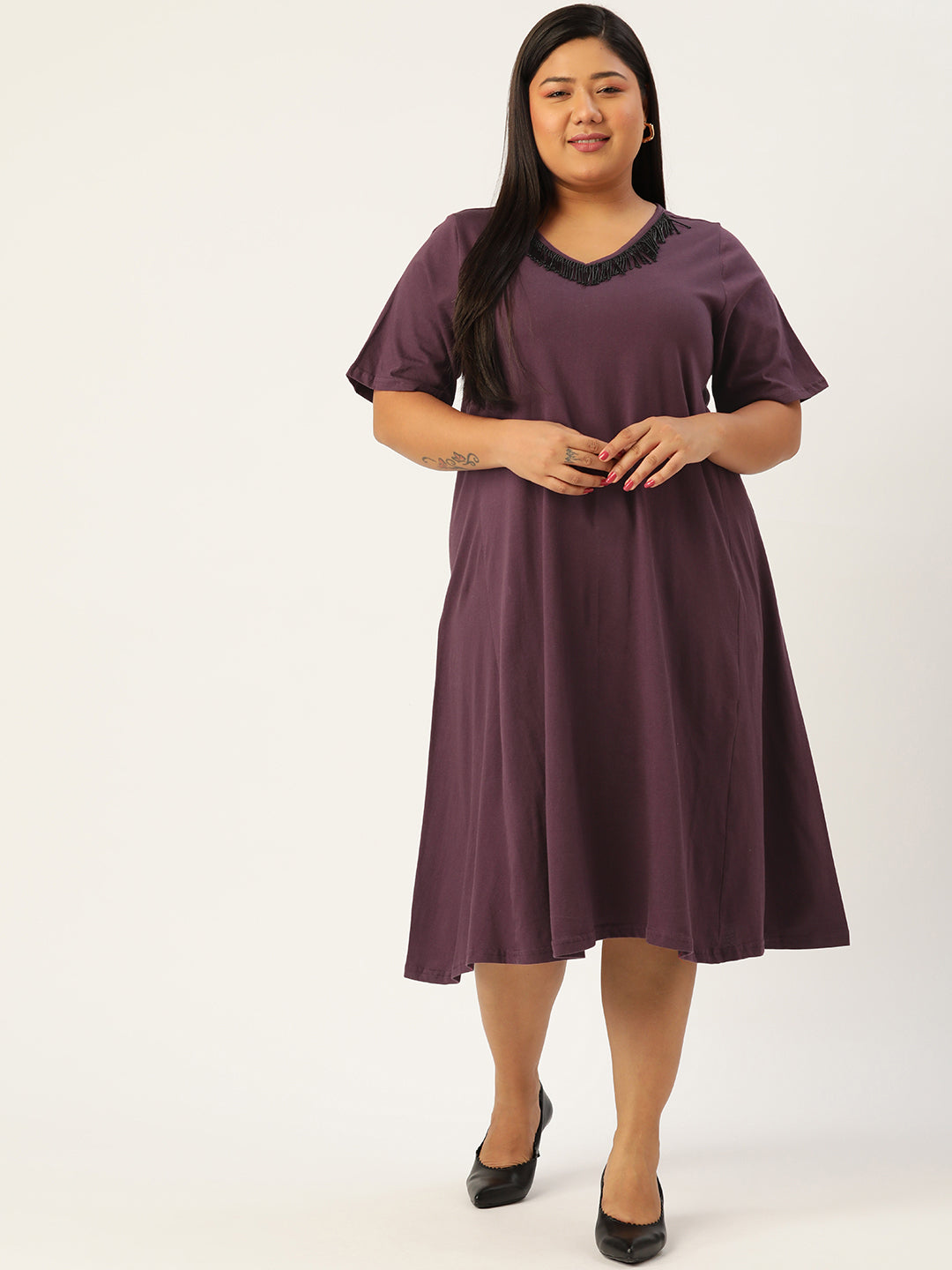 Plus Size Cotton Knitted Dress