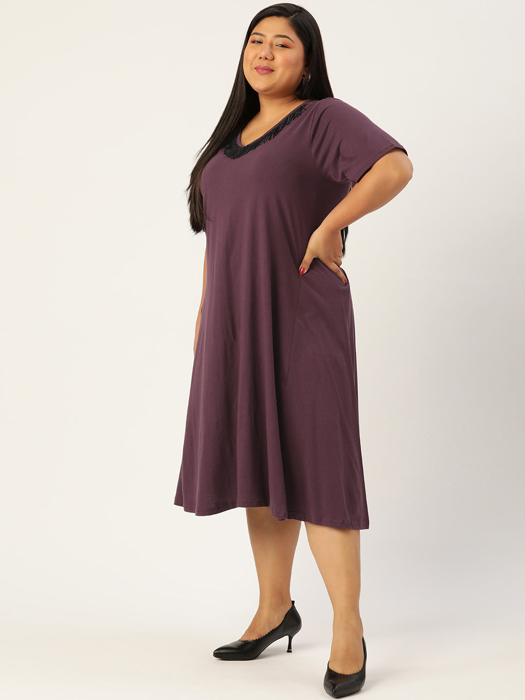Plus Size Cotton Knitted Dress