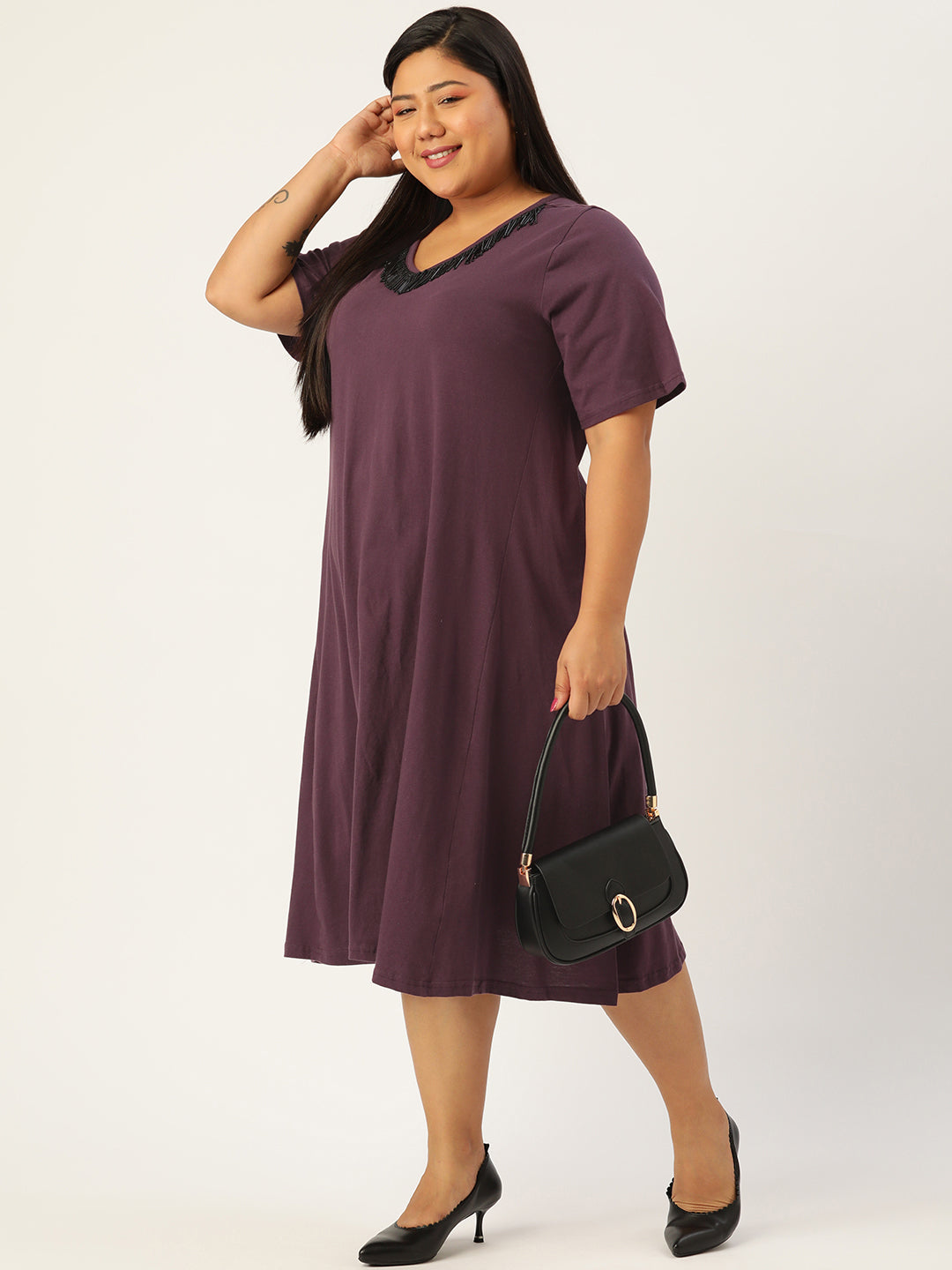 Plus Size Cotton Knitted Dress