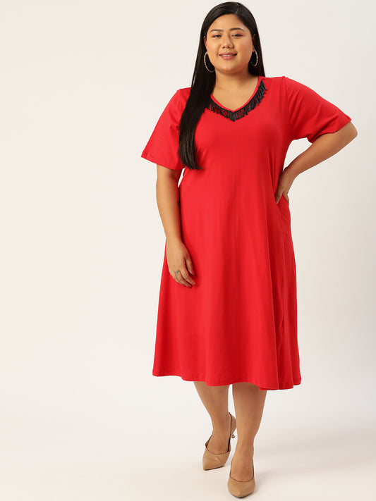 Plus Size Cotton Knitted Dress
