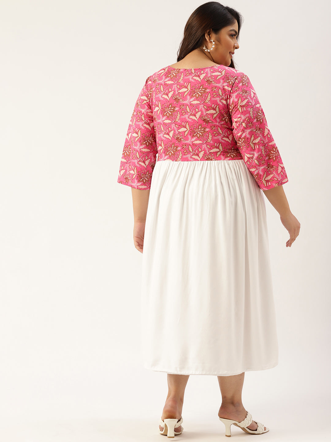 Plus Size Floral Print Midi Dress