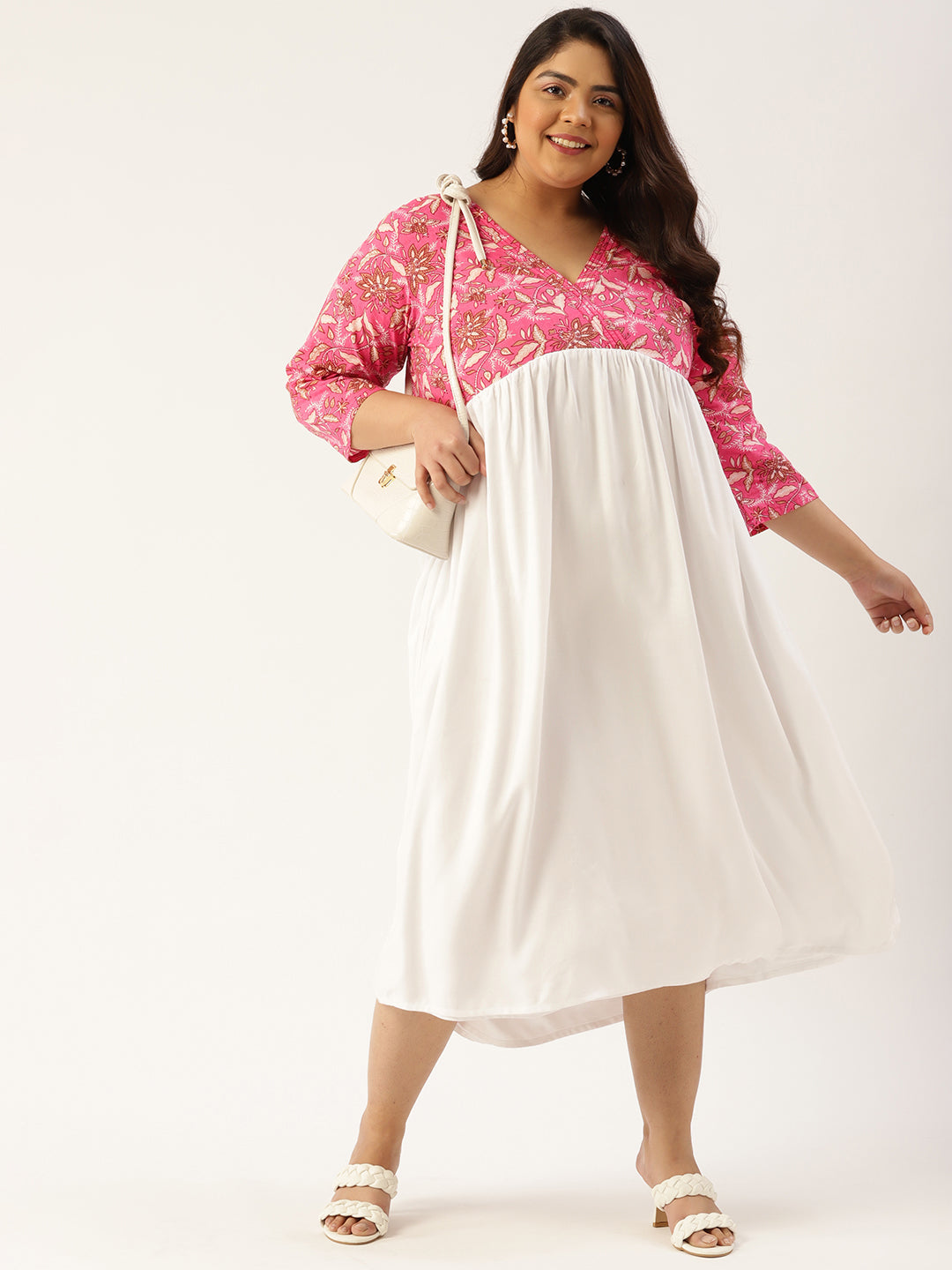 Plus Size Floral Print Midi Dress