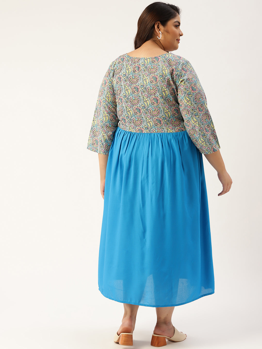 Plus Size Floral Print Midi Dress