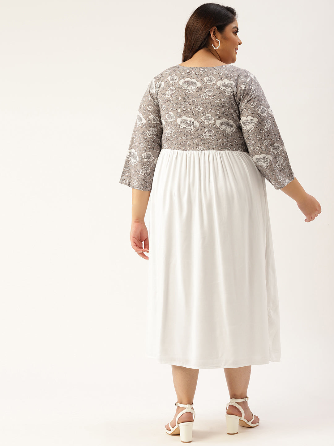 Plus Size Floral Print Midi Dress