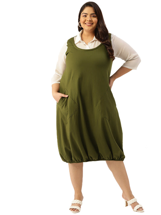 Plus Size Cotton Knitted Balloon Dress