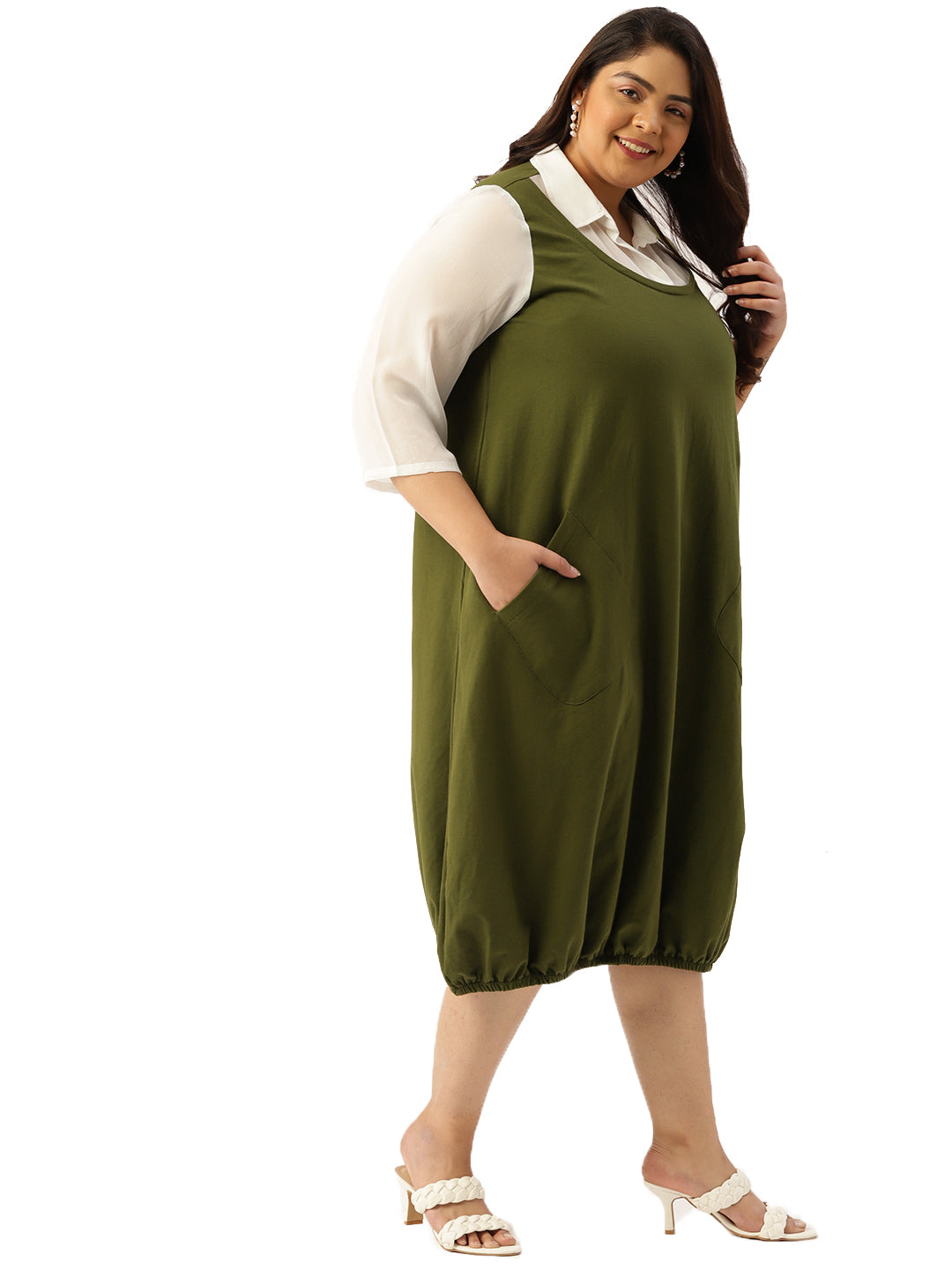 Plus Size Cotton Knitted Balloon Dress