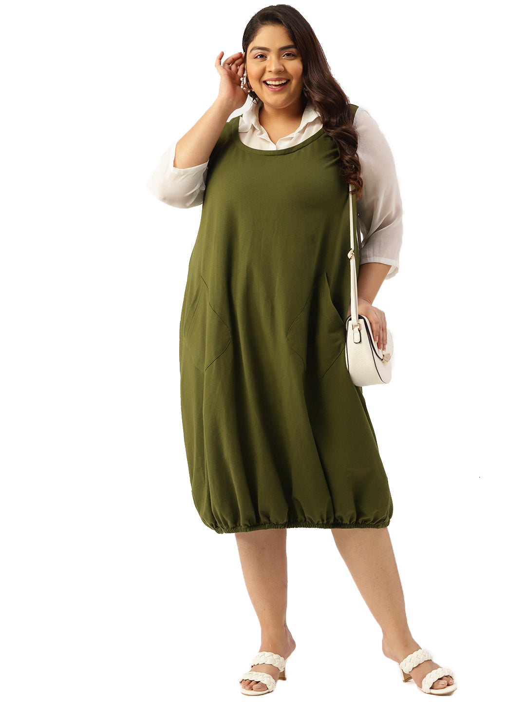 Plus Size Cotton Knitted Balloon Dress