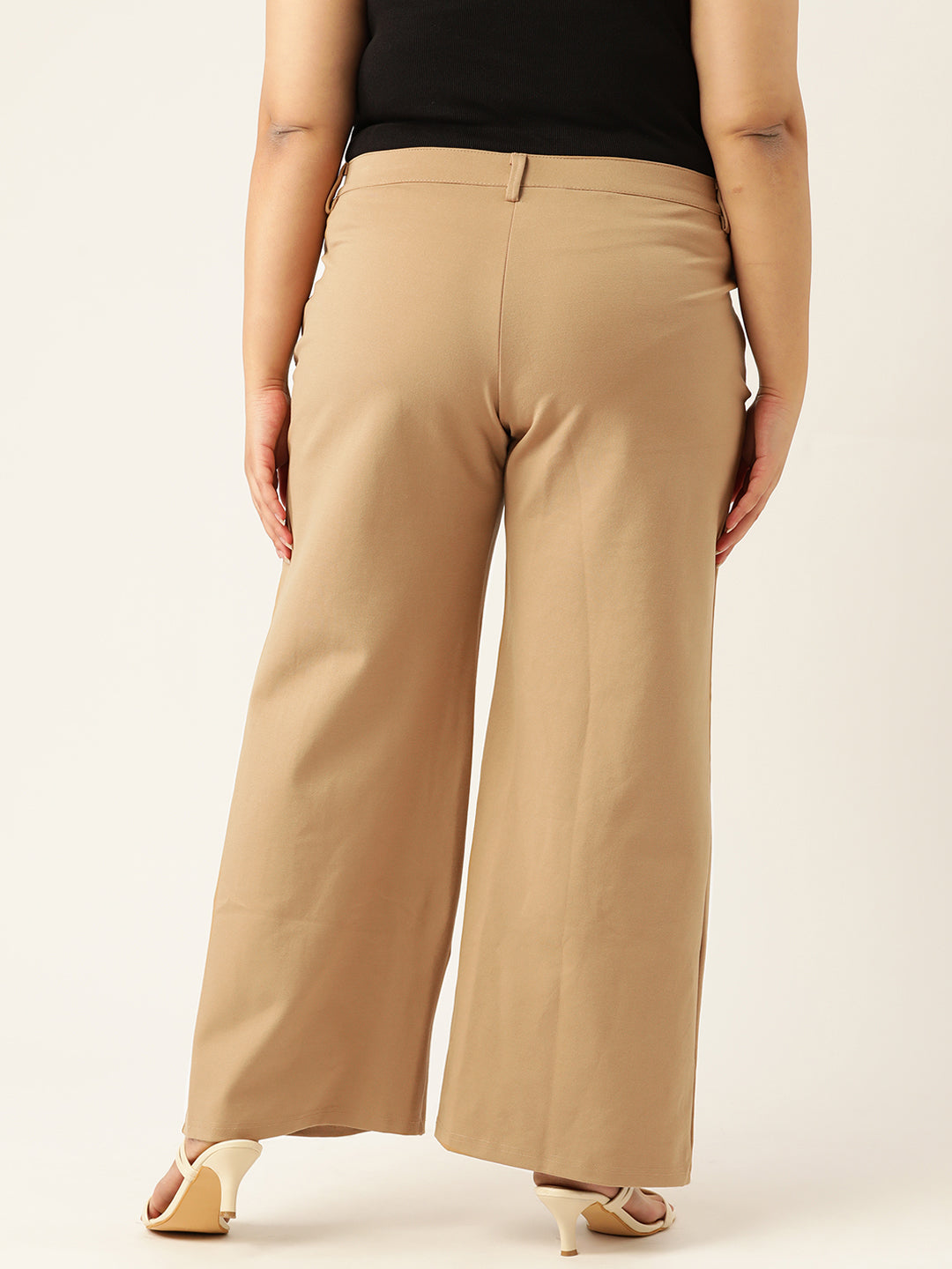 Women Relaxed Straight Fit High-Rise Plus Size  Trousers