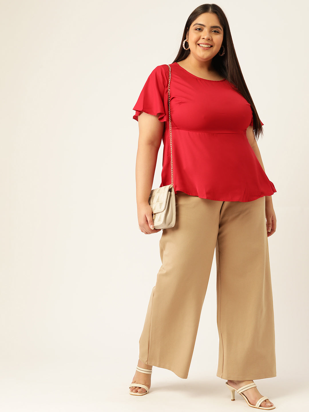 Women Relaxed Straight Fit High-Rise Plus Size  Trousers