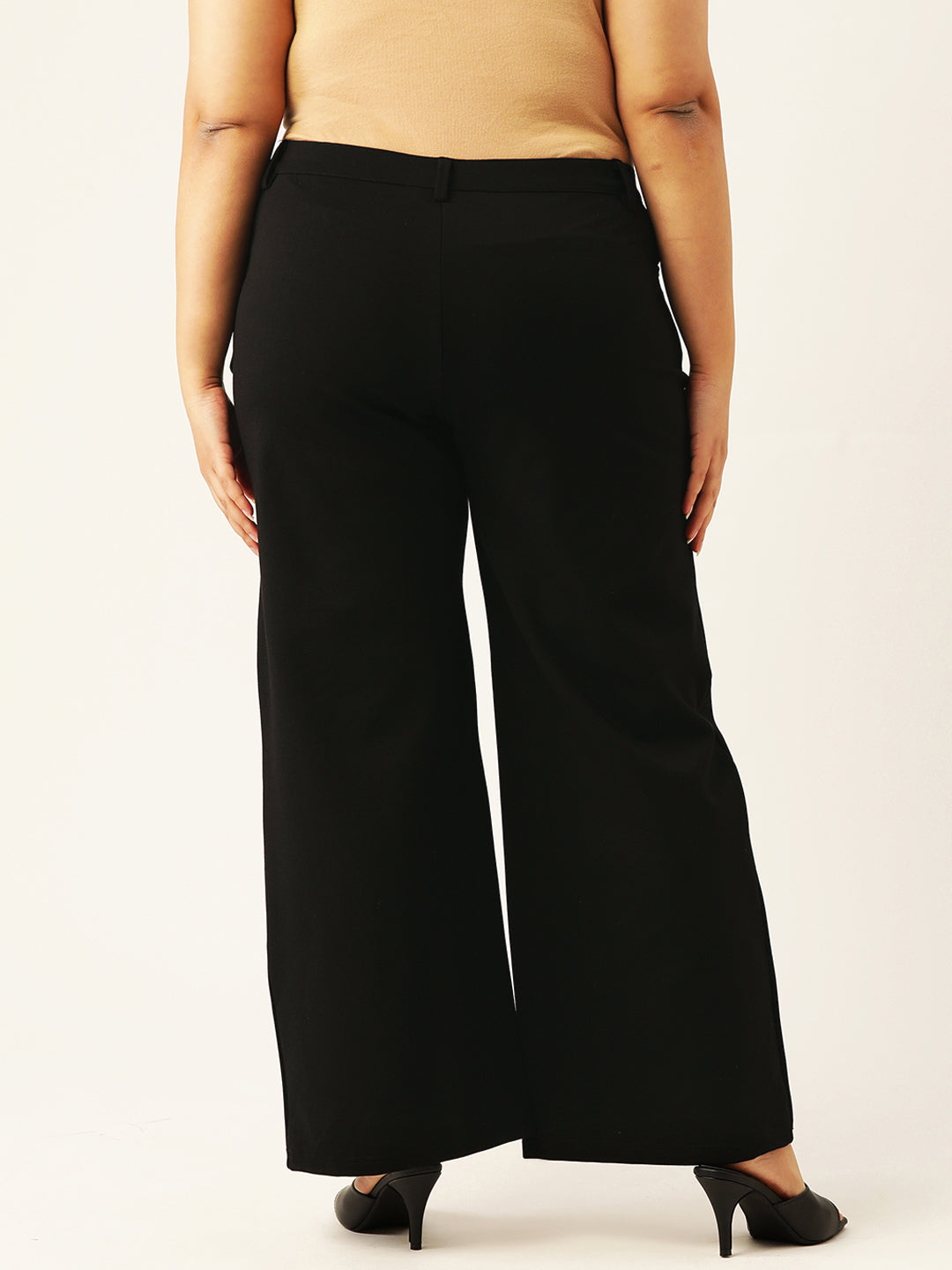 Women Relaxed Straight Fit High-Rise Plus Size  Trousers