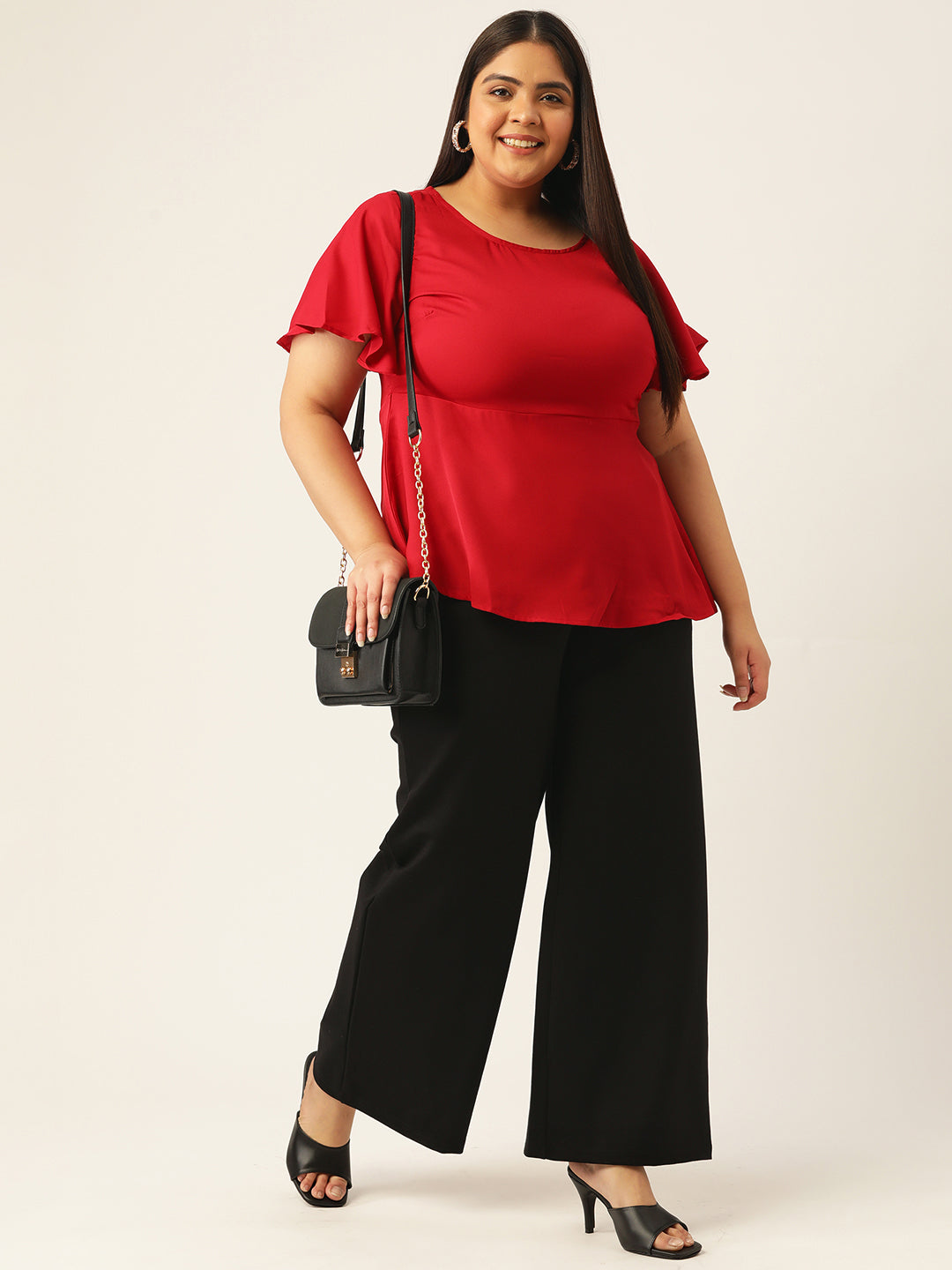 Women Relaxed Straight Fit High-Rise Plus Size  Trousers