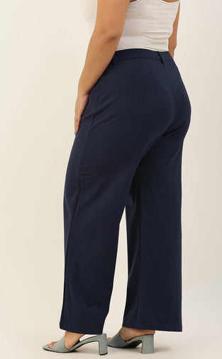 Women Relaxed Straight Fit High-Rise Plus Size  Trousers