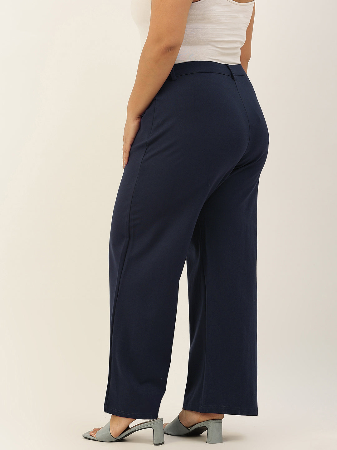 Women Relaxed Straight Fit High-Rise Plus Size  Trousers