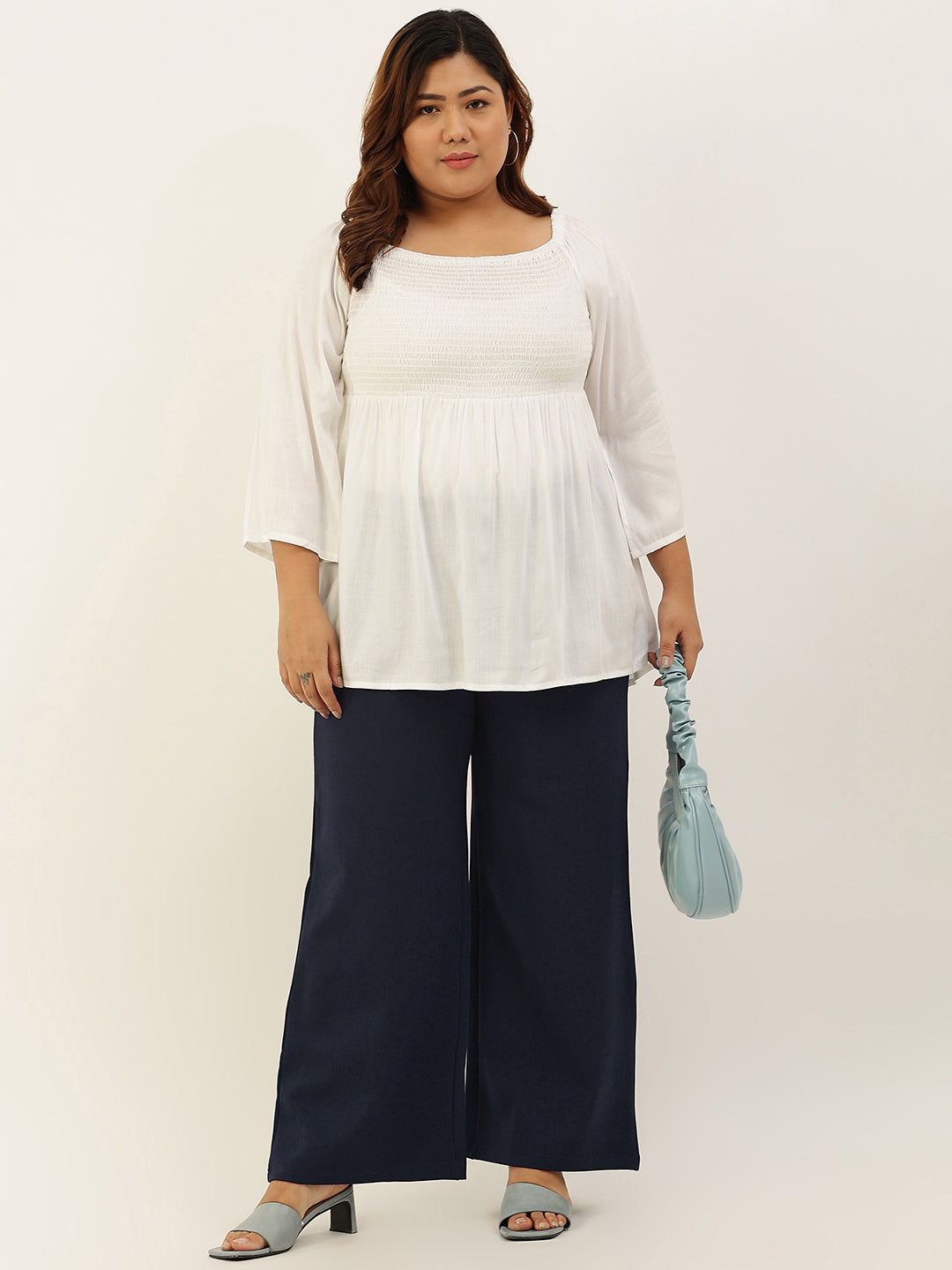 Women Relaxed Straight Fit High-Rise Plus Size  Trousers
