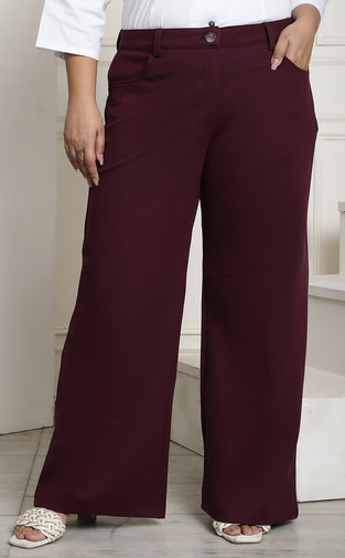 Women Relaxed Straight Fit High-Rise Plus Size  Trousers