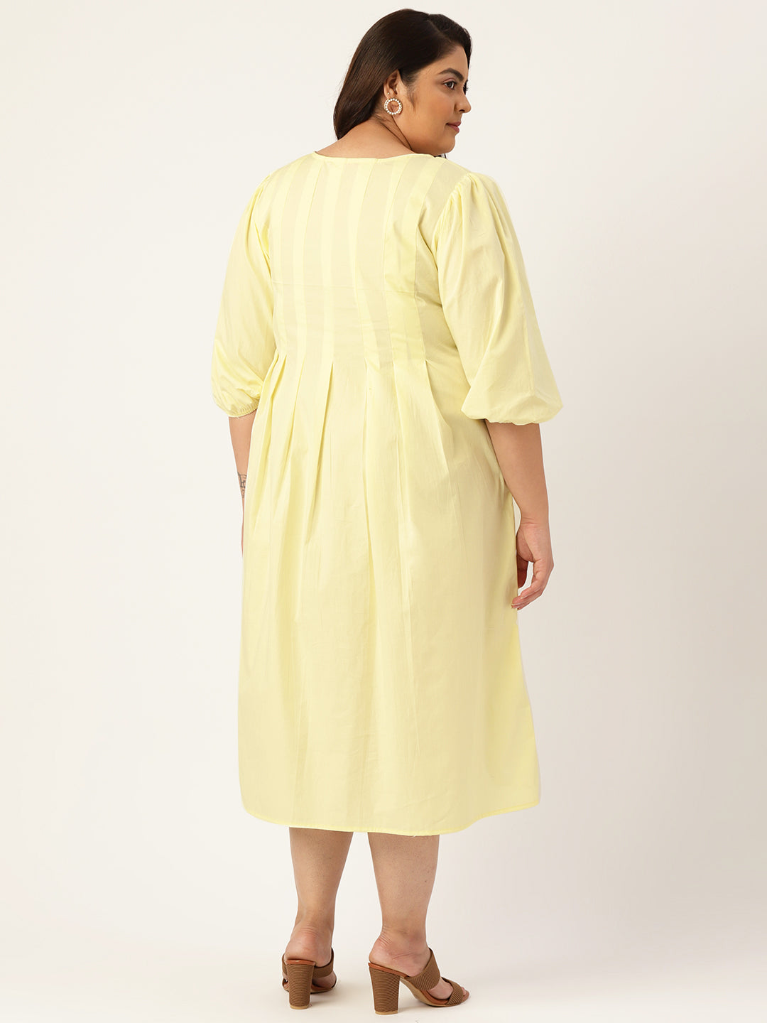 Plus Size Front Pleated Cotton Dress
