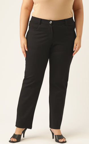 Relaxed Straight Fit High-Rise Easy Wash Formal Trousers