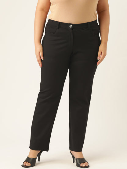 Relaxed Straight Fit High-Rise Easy Wash Formal Trousers