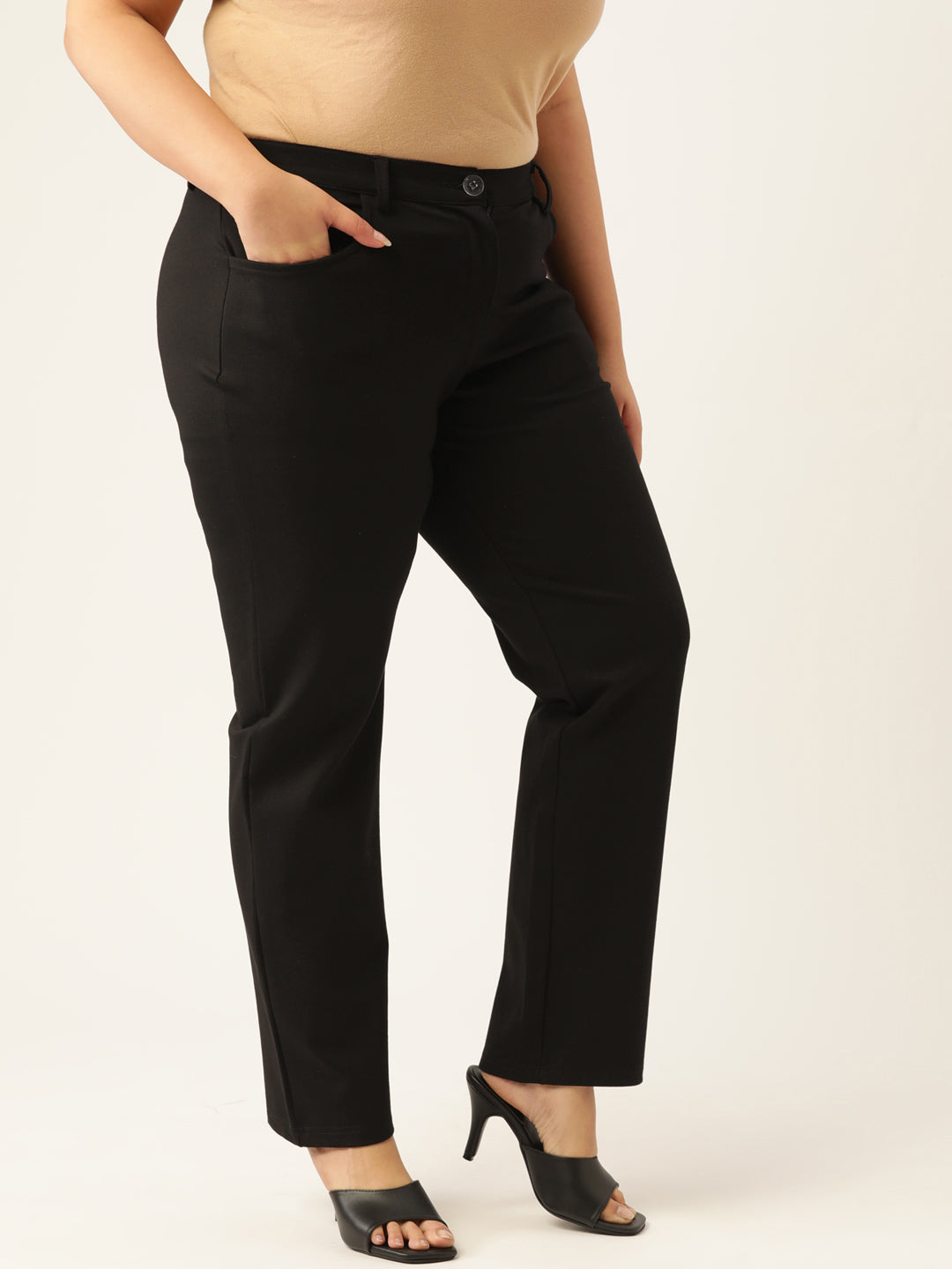 Relaxed Straight Fit High-Rise Easy Wash Formal Trousers