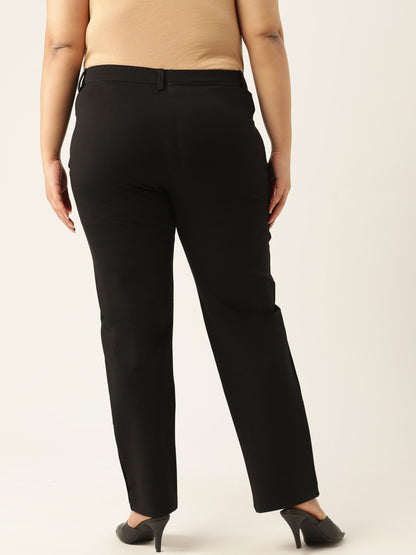 Relaxed Straight Fit High-Rise Easy Wash Formal Trousers