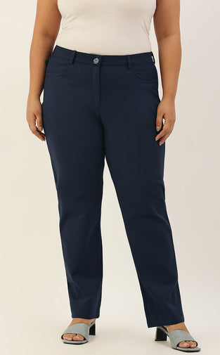 Relaxed Straight Fit High-Rise Easy Wash Formal Trousers