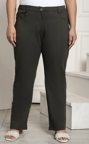Relaxed Straight Fit High-Rise Easy Wash Formal Trousers