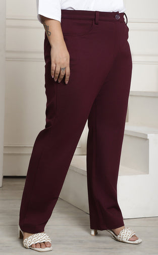Relaxed Straight Fit High-Rise Easy Wash Formal Trousers