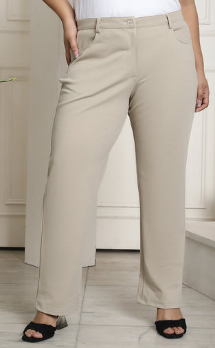 Relaxed Straight Fit High-Rise Easy Wash Formal Trousers