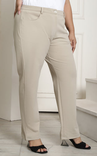 Relaxed Straight Fit High-Rise Easy Wash Formal Trousers